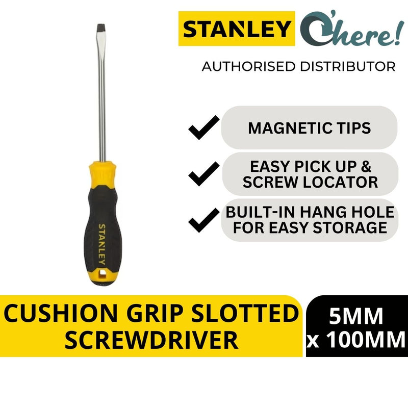 Stanley Cushion Grip Slotted Screwdriver 5MM x 100MM