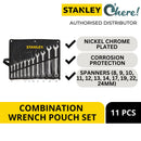 Stanley Combination Wrench Pouch Set Metric Black 11 Pcs, 8-24mm
