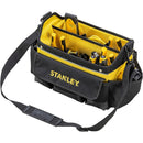 Stanley 600 Denier Open Mouth Tote Tool Bag, Heavy Duty Steel Handle, Multi-Pockets Storage for Small Parts, 12 Inch