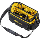 Stanley 600 Denier Open Mouth Tote Tool Bag, Heavy Duty Steel Handle, Multi-Pockets Storage for Small Parts, 12 Inch