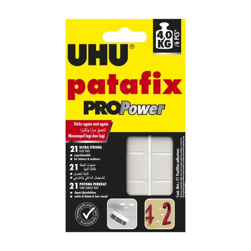 Uhu Patafix Propower Removable Adhesive, White, 21 Pads (Up to 4 Kg/6 Pads)