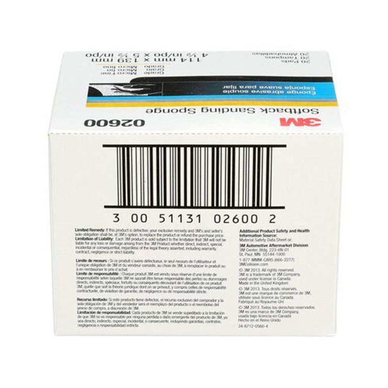 3M Softback Sanding Sponge 4 1/2'' X 5 1/2'' Microfine 20/Bx