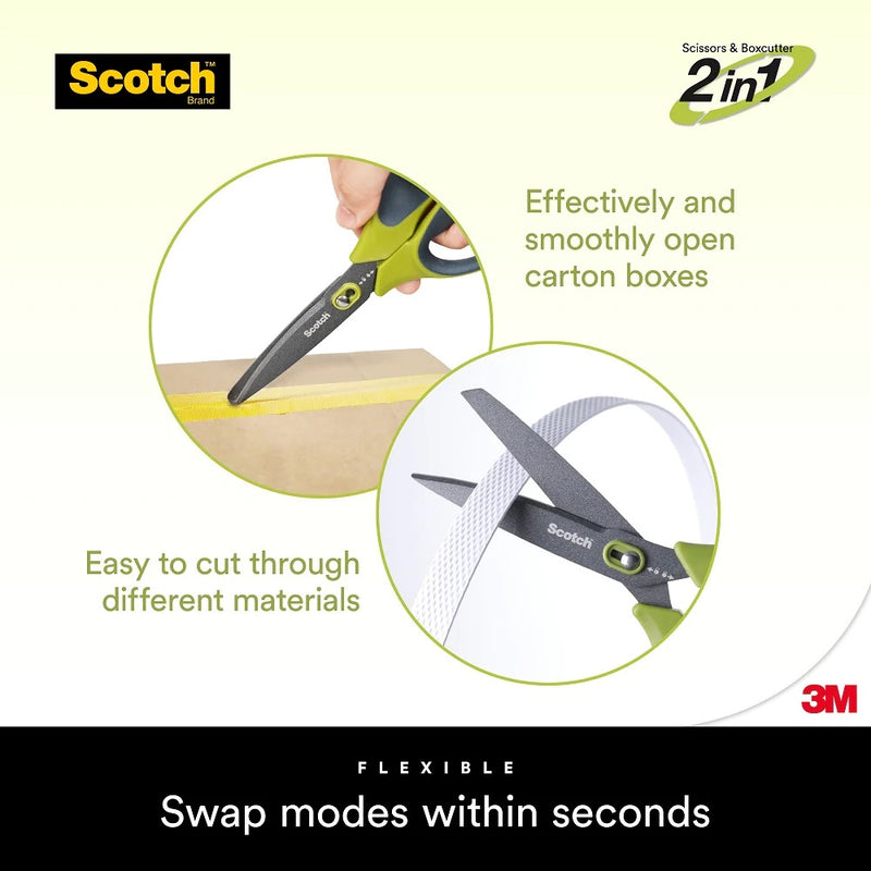 3M Scotch Non-Stick 2 in 1 Unboxing Scissors 7" Scissors/ Boxcutter/ Parcel