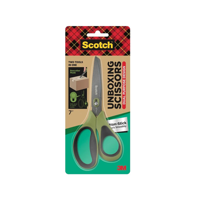 3M Scotch Non-Stick 2 in 1 Unboxing Scissors 7" Scissors/ Boxcutter/ Parcel