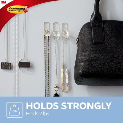 3M Command Clear Medium Crystal Hook 2 Hooks/3 Strips/900 gm