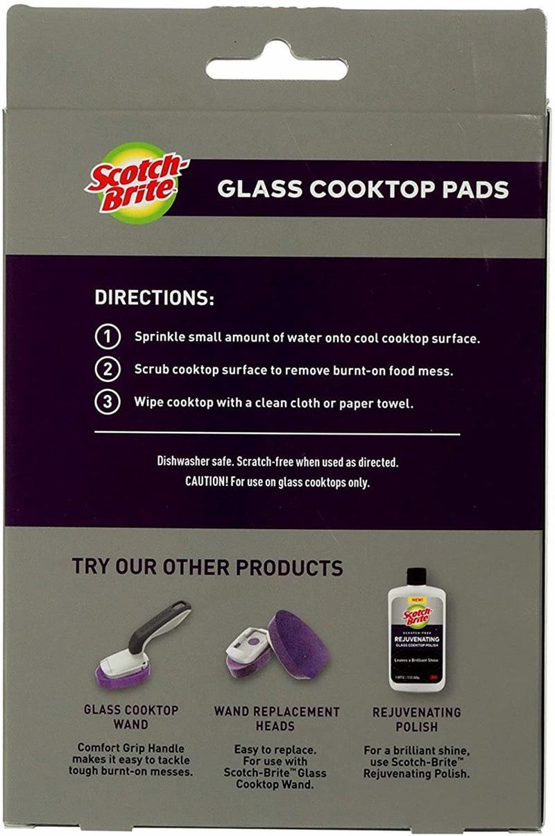 3M Scotchbrite Glass Cooktop Pads 2 Pads/Box