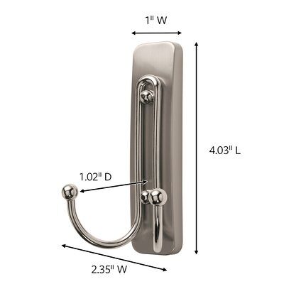 3M Command Satin Nickel Large Double Hook Holds 1.8kg