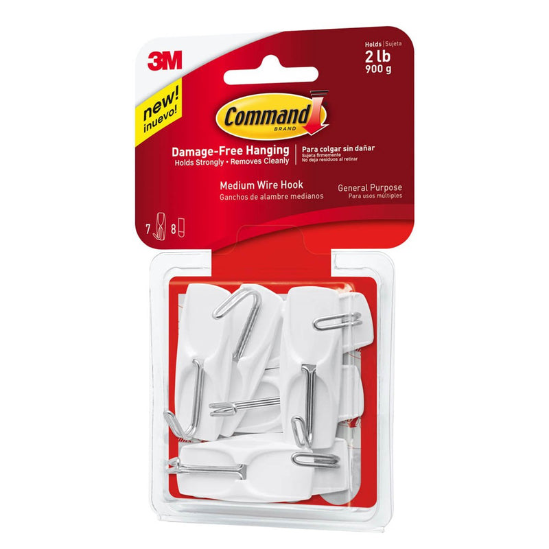 3M Command Medium Wire Hooks Value Pack 900 gm 7 Hooks/8 Strips