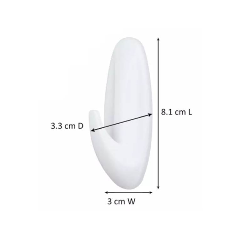 3M Command White Designer Medium Hooks 1 Kg 2 Hooks/4 Strips