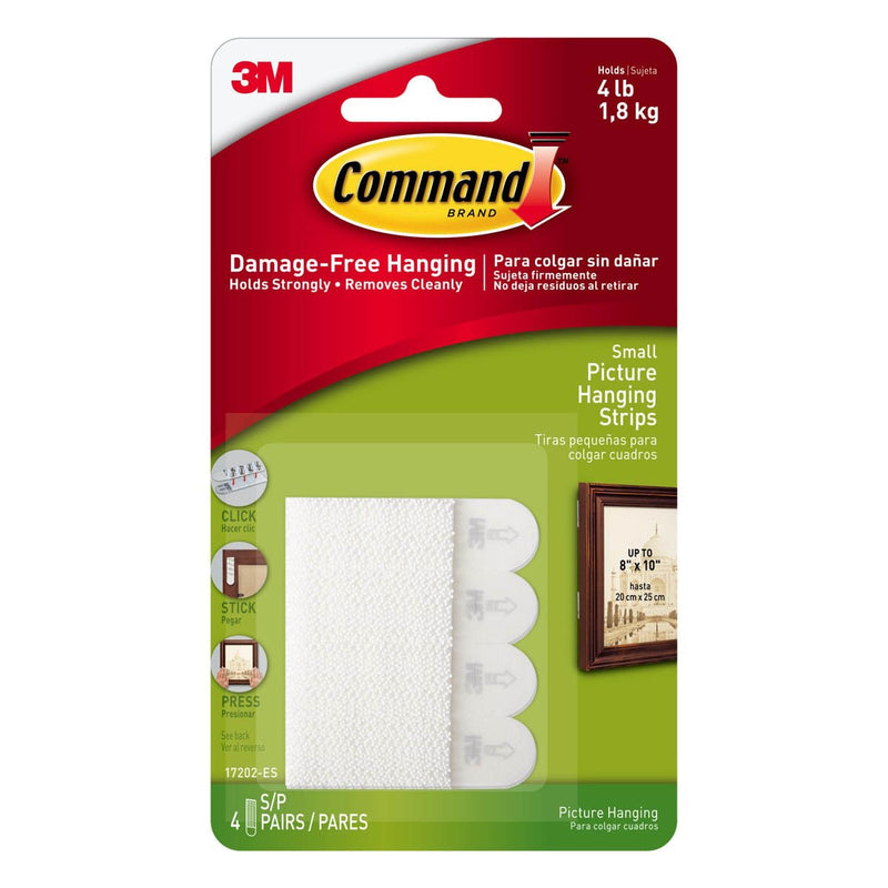 3M Command Small Picture Hanging Strips 4 Sets of Strips/0.45 Kg per Set