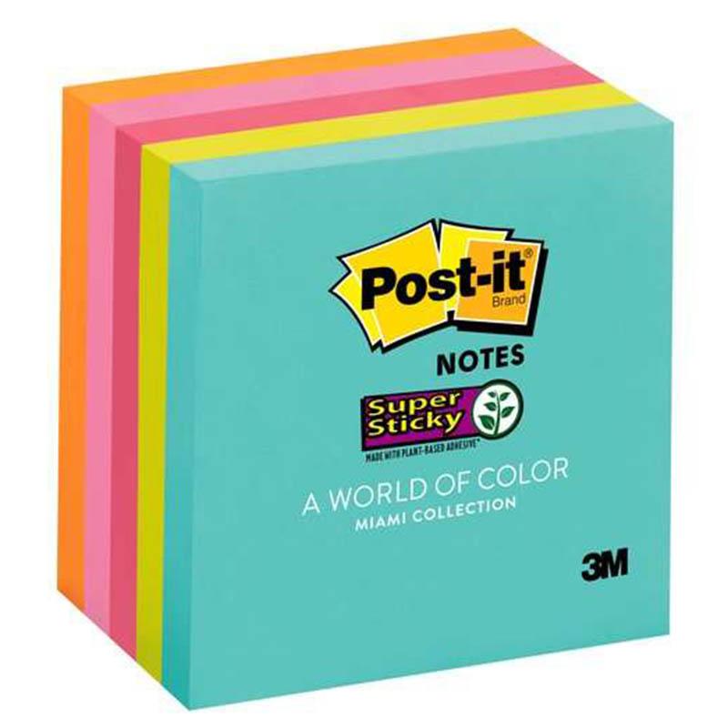 3M Post-it Super Sticky Miami Colour Notes 3" X 3"/Pad 90 Sheets/Pad 5 Pad/Pack