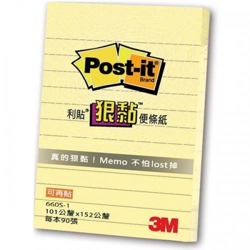 3M Post-it Super Sticky Yellow Lined Notes 4" X 6" 12 Pads/Bg 90 Sheets/Pad