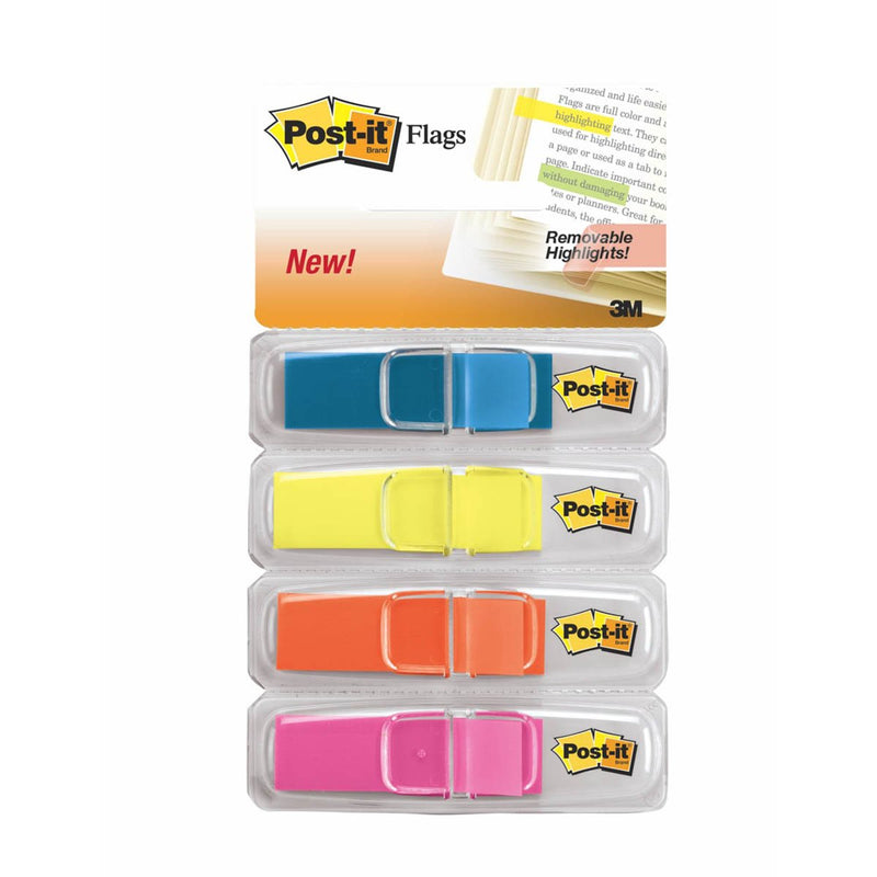 3M Post-it Small Flags Assorted Bright 0.47''X1.7'' 4 Col X 35 Sheets