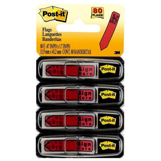 3M Post-it "Sign Here" Arrow Flags 0.47" X 1.7" 80 Flags