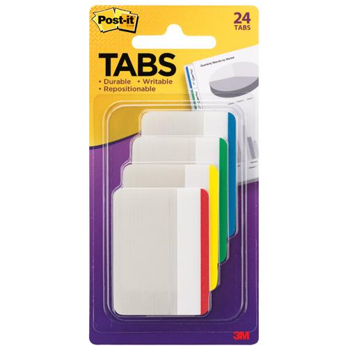 3M Post-it Flat Durable Tabs 2" X 1.5" 24 Tabs/Pk