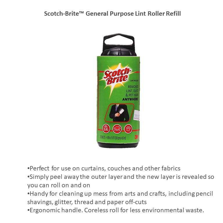 3M Scotchbrite Lint Roller Refill 30 Sheets