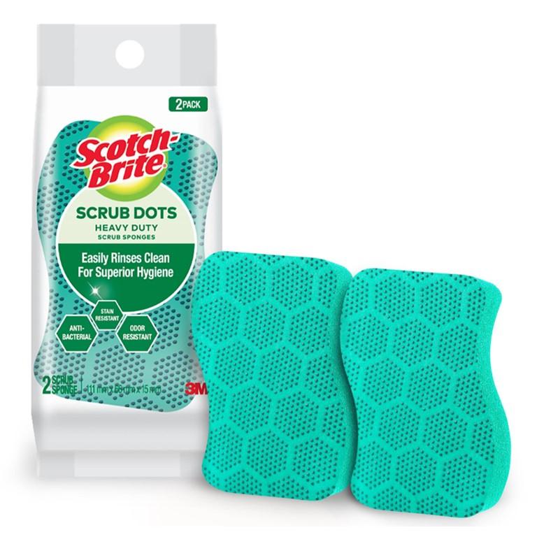 3M Scotchbrite Scrub Dots Heavy Duty 2 Pk Green