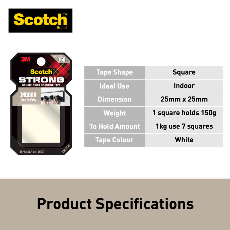 3M Scotch Indoor Double Sided Mounting Squares 25.4 mm x 25.4 mm