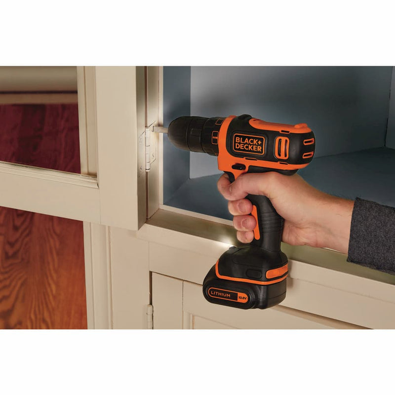 Black & Decker 10.8V Lithium Cordless Drill Driver in Kitbox 11 Bits