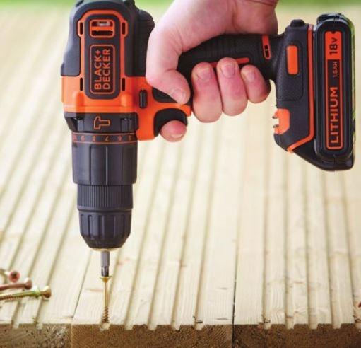 Black & Decker 18V Lithium Cordless Drill Driver in Kitbox 14 Bits