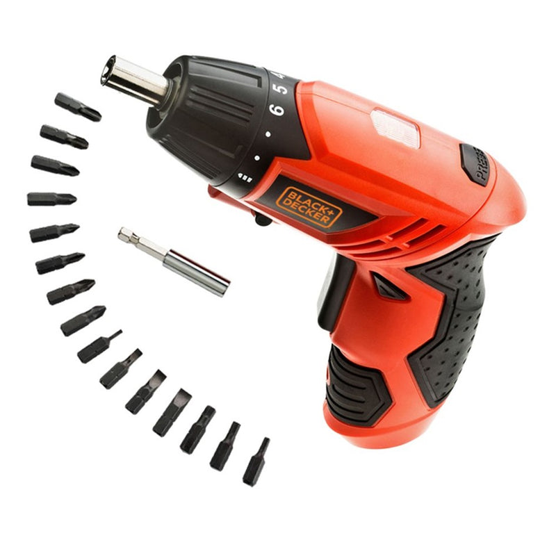 Black & Decker 4.8V NI-CD Screwdriver Blister Pack 15 Bits
