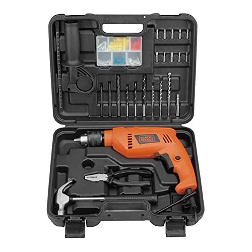 Black & Decker 550W 13 mm Hammer Drill, with 88 Accessory Kit Box