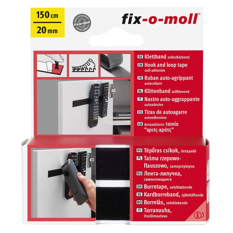 Fix-O-Moll Touch Fastener Tape Blk 150 cm X 20 mm
