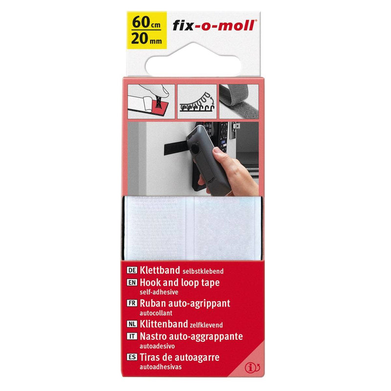 Fix-O-Moll Touch Fastener Tape Adhesive White 60 cm X 20 mm