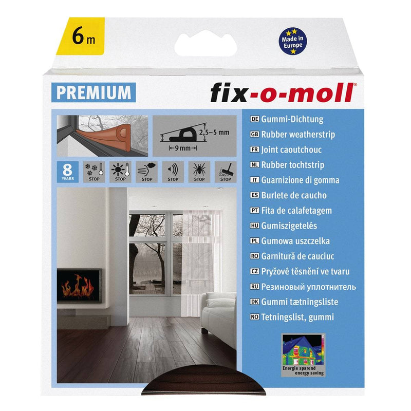 Fix-O-Moll P-Profile Self Adhesive Weather Strip Brown 6 Meter