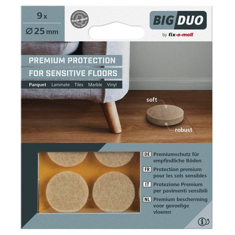 Fix-O-Moll Big Duo Parquet Gliders Self Adhesive Dia 25 mm