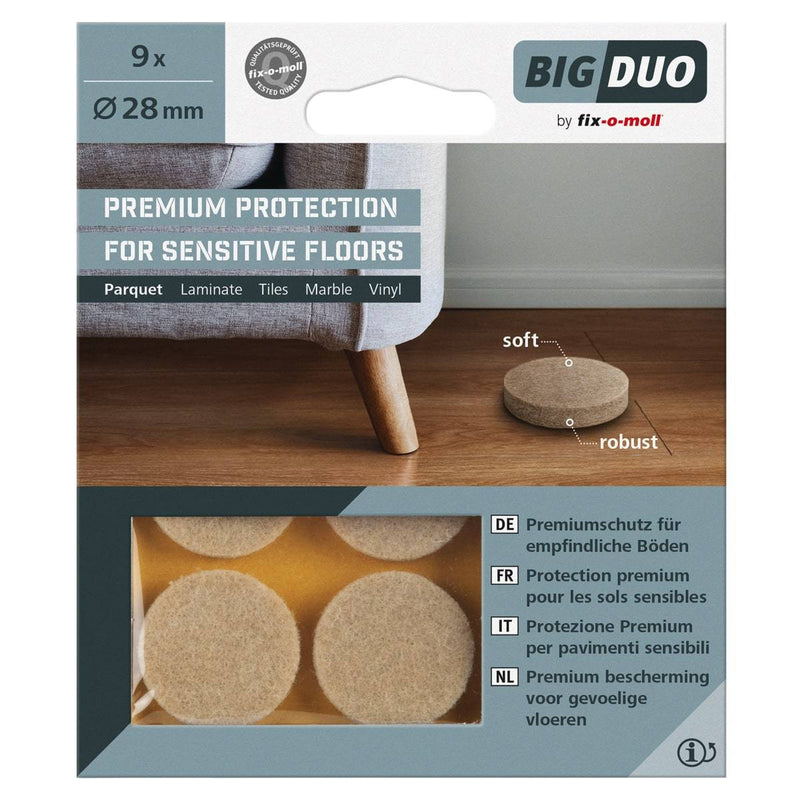 Fix-O-Moll Big Duo Parquet Gliders Self Adhesive Dia 28 mm