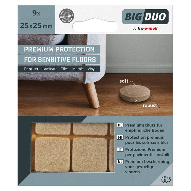 Fix-O-Moll Big Duo Parquet Gliders Self Adhesive 25 X 25 mm