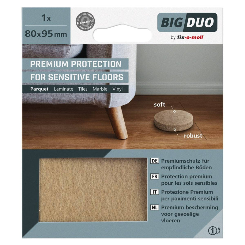 Fix-O-Moll Big Duo Parquet Gliders Self Adhesive 95 X 80 mm