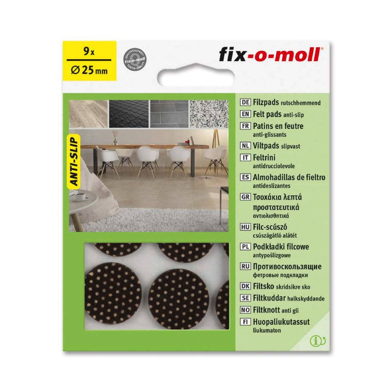 Fix-O-Moll Anti-skid Felt Pads Self-Adh Brown 25 mm 9 Pcs