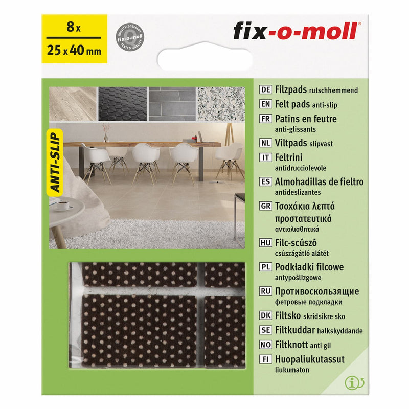 Fix-O-Moll Anti-skid Felt Pad Self Adh Brown 25 X 40 mm 8 Pcs