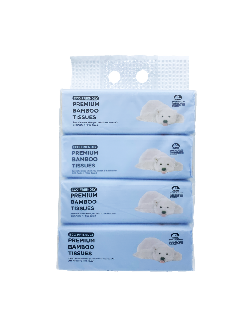 Cloversoft Plant-Based Unbleached Bamboo Tissues 2 Ply 4 X 150 Sheets