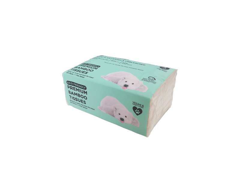 Cloversoft Plant-Based Compact Unbleached Bamboo Premium Tissues 3 Ply 100 Sheets Plus extra 10 sheets