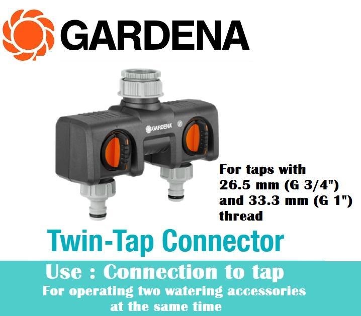 Gardena Twin Tap Connector 26.5 mm (G 3/4") and 33. mm (G 1")