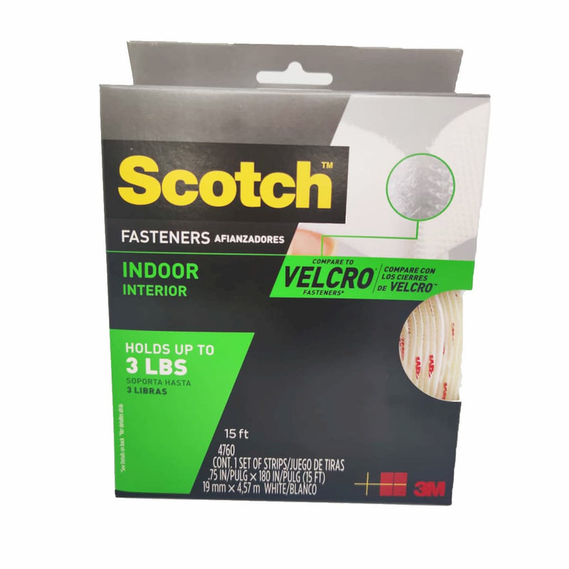 3M Scotch Fastener Indoor 3/4 Inch X 15 Ft White