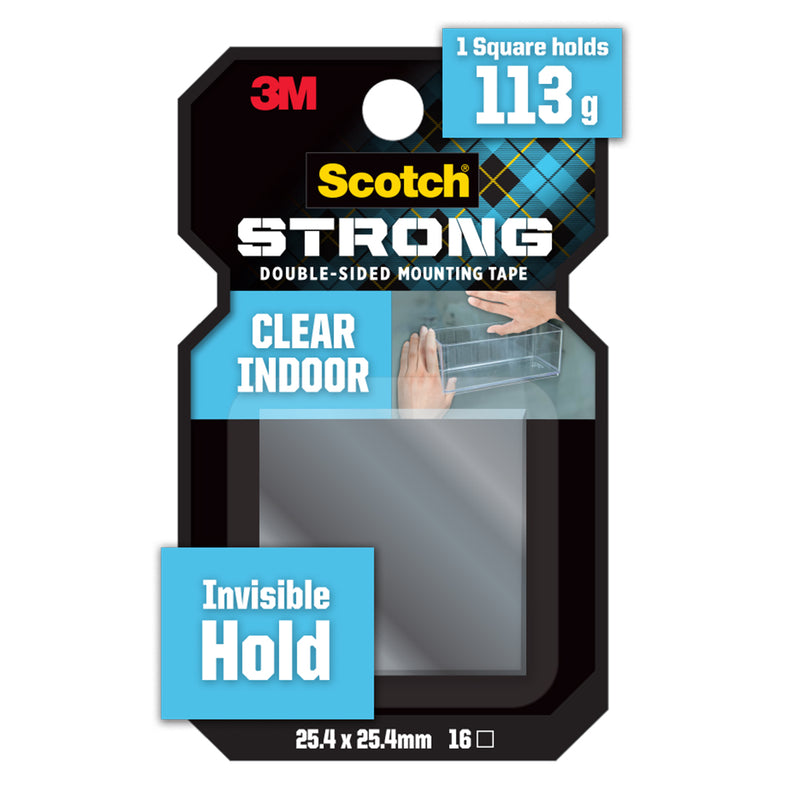 3M Scotch Clear Double-Sided Mounting Squares 25.4 mm x 25.4 mm 16/pk
