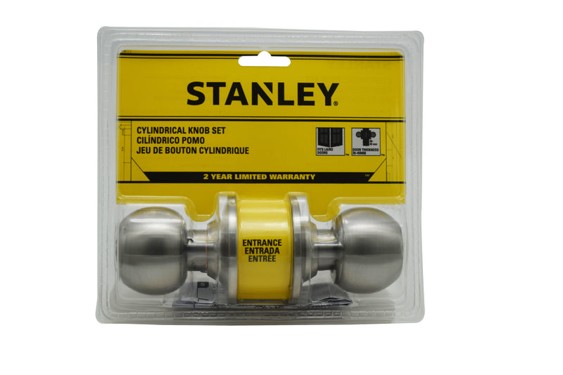 Stanley Bola Cylindrical Door Knob Backset 60mm Entrance (Satin Stainless Steel/ Antique Brass finishing)