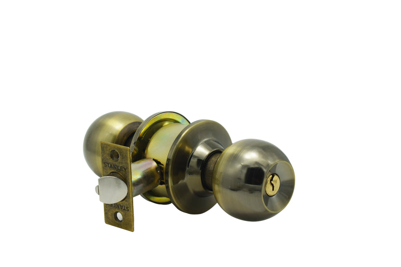 Stanley Bola Cylindrical Door Knob Backset 60mm Entrance (Satin Stainless Steel/ Antique Brass finishing)