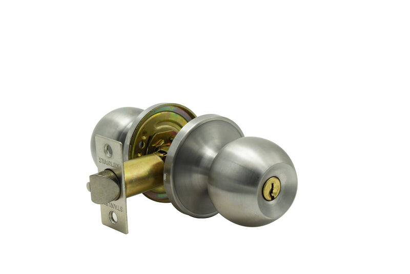 Stanley Bola Tubular Door Knob Backset 60/70mm Entrance (Satin Stainless Steel/ Antique Brass Finishing)