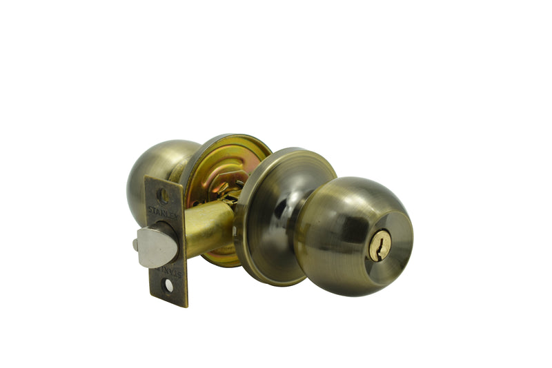 Stanley Bola Tubular Door Knob Backset 60/70mm Entrance (Satin Stainless Steel/ Antique Brass Finishing)