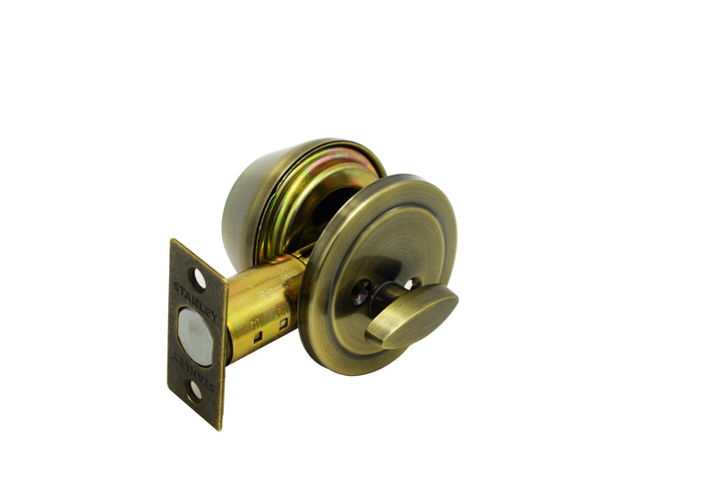 Stanley Deadbolt Single Cylinder Backset 60/70mm (Satin Stainless Steel/ Antique Brass finishing)