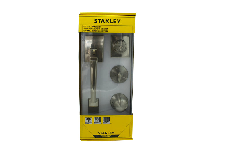 Stanley Houston Entrance Handleset Single Cylinder Backset 60/70mm (Satin Nickel/ Antique Brass finishing)