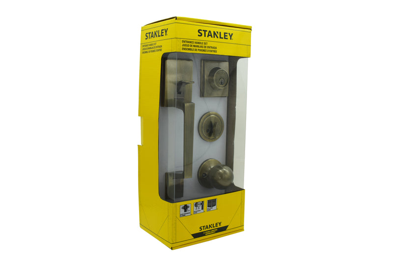 Stanley Houston Entrance Handleset Single Cylinder Backset 60/70mm (Satin Nickel/ Antique Brass finishing)
