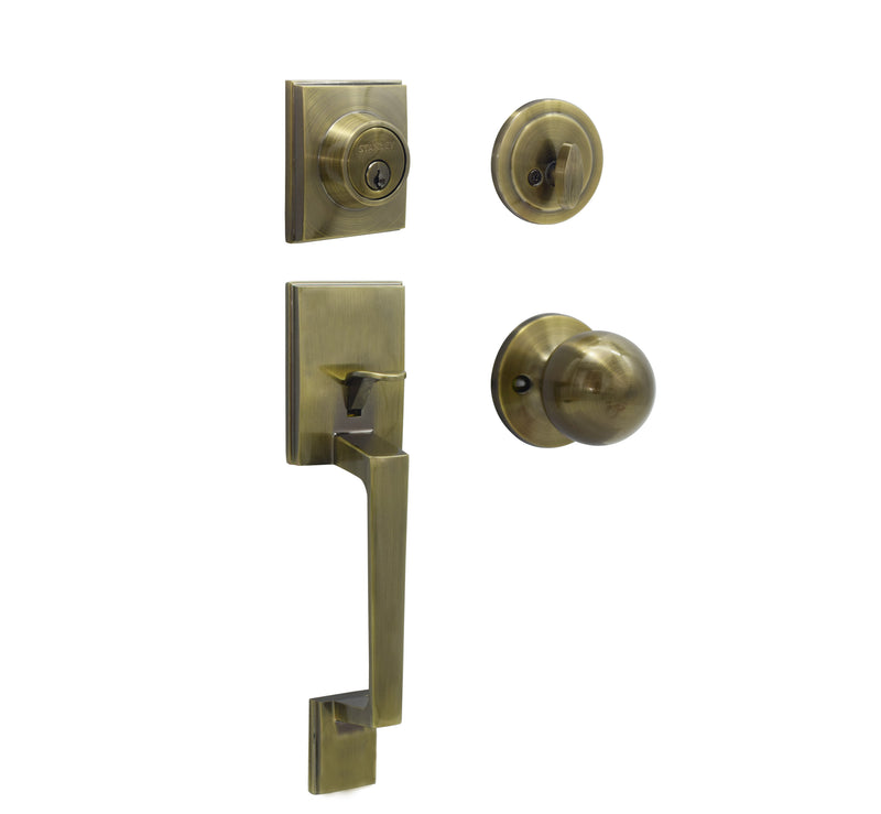 Stanley Houston Entrance Handleset Single Cylinder Backset 60/70mm (Satin Nickel/ Antique Brass finishing)