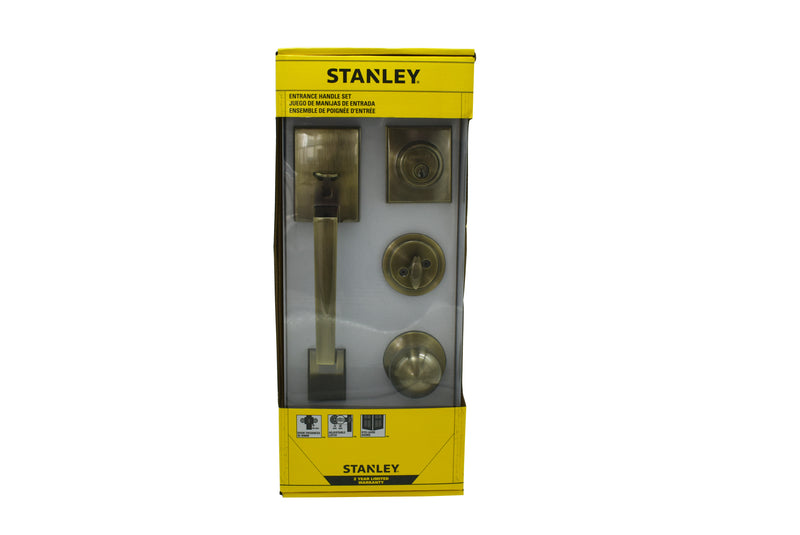 Stanley Houston Entrance Handleset Single Cylinder Backset 60/70mm (Satin Nickel/ Antique Brass finishing)