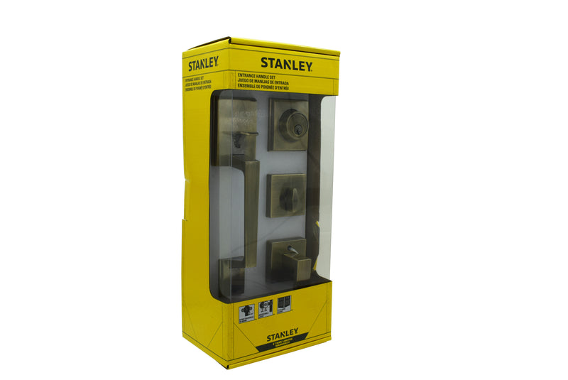 Stanley Houston Entrance Lever Single Cylinder Backset 60/70mm (Satin Nickel/ Antique Brass finishing)